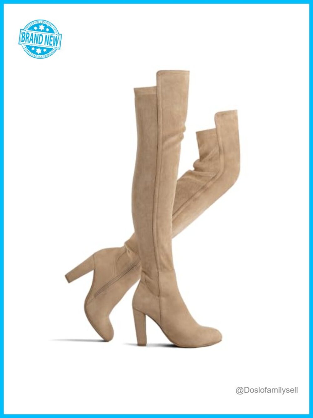 Faux Suede Chunky Heel Over The Knee Thigh High Boots Pointed Toe